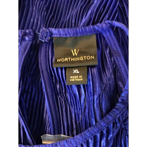 Blue Pleated Halter Top Womens glam layer coquette workwear club wear NWT - Picture 7 of 8